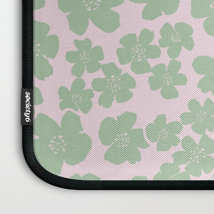 Mint green flower blossom scatter on blush pink Laptop Sleeve Gallery Image 3