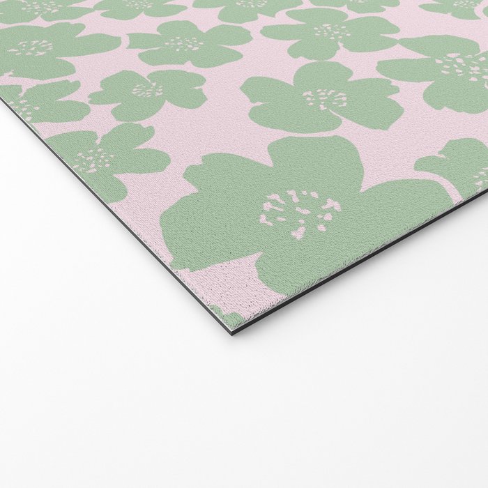 Mint green flower blossom scatter on blush pink Welcome Mat Gallery Image 2