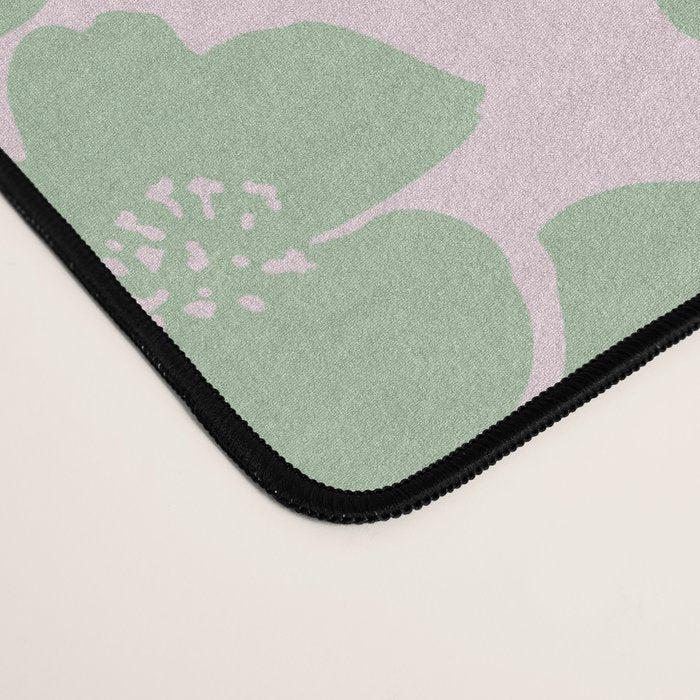 Mint green flower blossom scatter on blush pink Desk Mat Gallery Image 4
