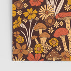 Retro 1970s Brown & Orange Mushrooms & Flowers Poster Gallery Image 3