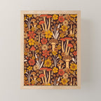 Retro 1970s Brown & Orange Mushrooms & Flowers Mini Art Print Gallery Image 1