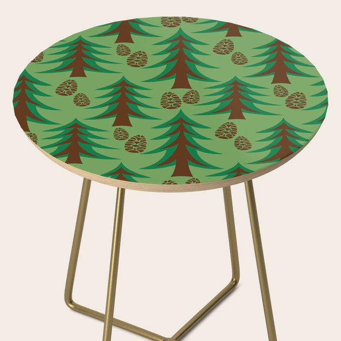 Abstract Fir Trees and Pine Cones Side Table Gallery Image 2