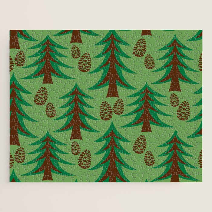 Abstract Fir Trees and Pine Cones Jigsaw Puzzle Gallery Image 1