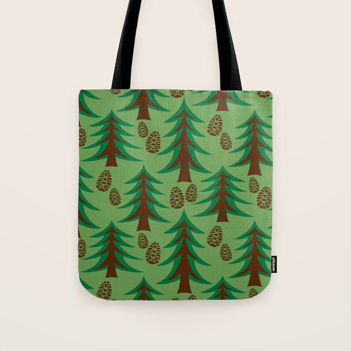 Abstract Fir Trees and Pine Cones Tote Bag Gallery Image 1