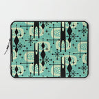 Retro 1950s Style Mid Century Modern 771 Mid Mod Turquoise Laptop Sleeve Gallery Image 1