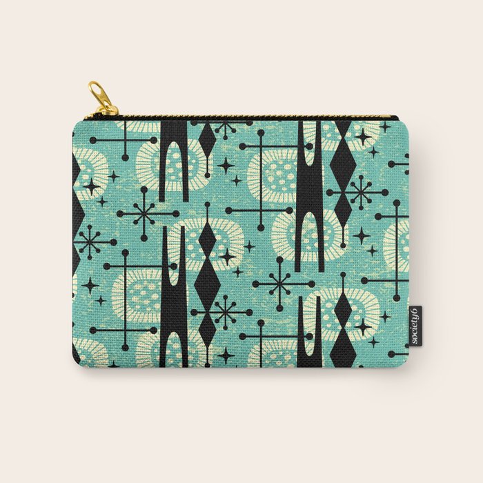 Retro 1950s Style Mid Century Modern 771 Mid Mod Turquoise Carry All Pouch Gallery Image 1