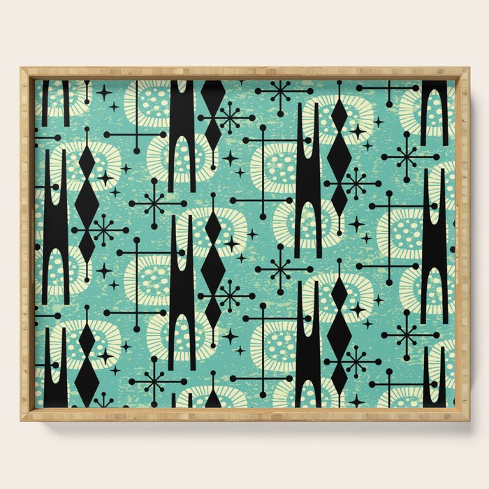 Retro 1950s Style Mid Century Modern 771 Mid Mod Turquoise Serving Tray Gallery Image 1