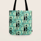 Retro 1950s Style Mid Century Modern 771 Mid Mod Turquoise Tote Bag Gallery Image 1