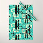 Retro 1950s Style Mid Century Modern 771 Mid Mod Turquoise Wrapping Paper Gallery Image 1