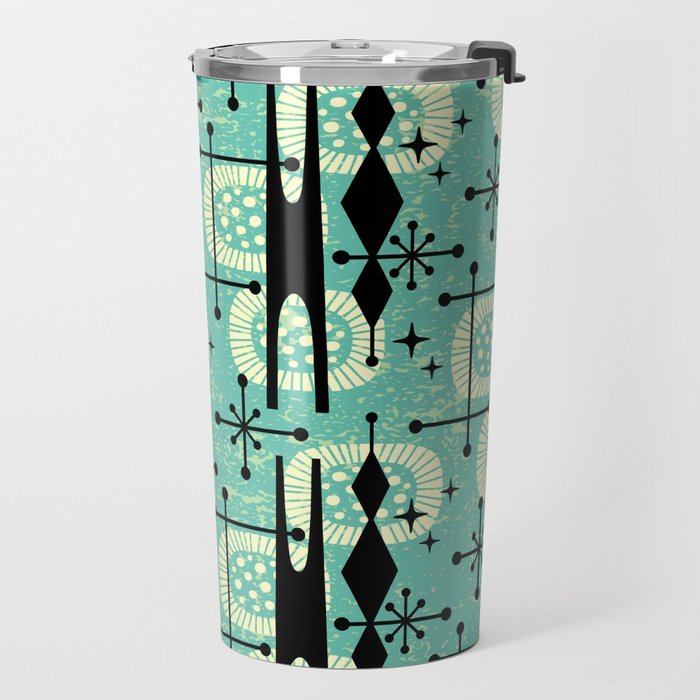 Retro 1950s Style Mid Century Modern 771 Mid Mod Turquoise Travel Mug Gallery Image 2