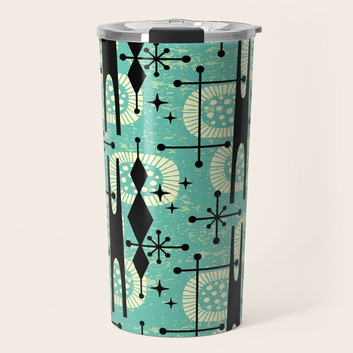 Retro 1950s Style Mid Century Modern 771 Mid Mod Turquoise Travel Mug Gallery Image 1