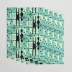 Retro 1950s Style Mid Century Modern 771 Mid Mod Turquoise Wrapping Paper Gallery Image 3