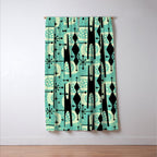 Retro 1950s Style Mid Century Modern 771 Mid Mod Turquoise Window Curtain Gallery Image 3