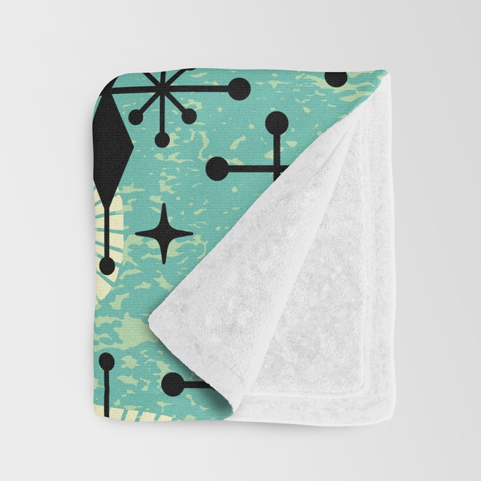 Retro 1950s Style Mid Century Modern 771 Mid Mod Turquoise Throw Blanket Gallery Image 3
