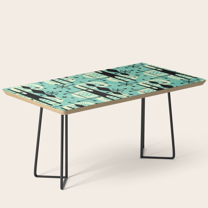 Retro 1950s Style Mid Century Modern 771 Mid Mod Turquoise Coffee Table Gallery Image 1