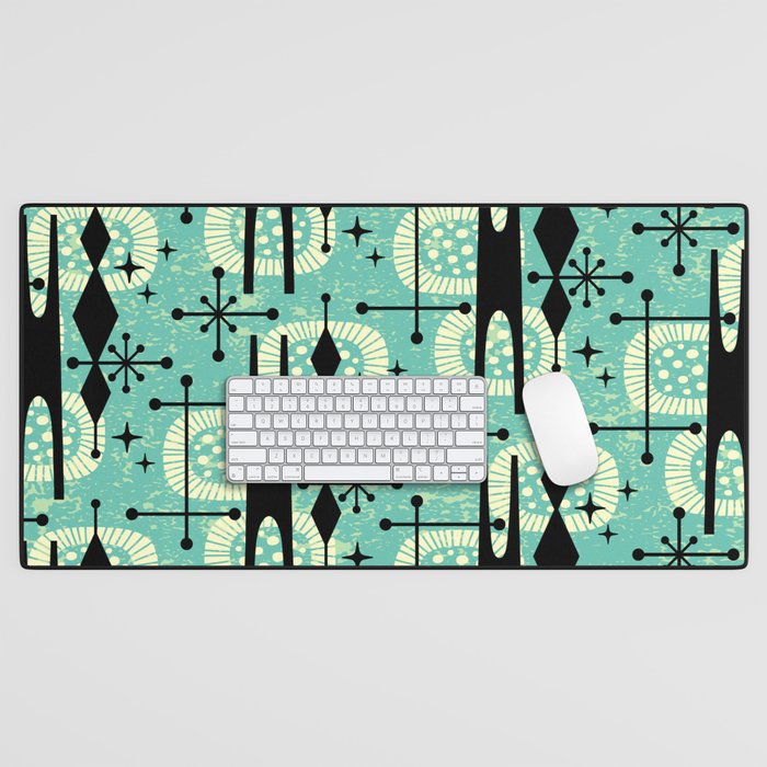 Retro 1950s Style Mid Century Modern 771 Mid Mod Turquoise Desk Mat Gallery Image 1