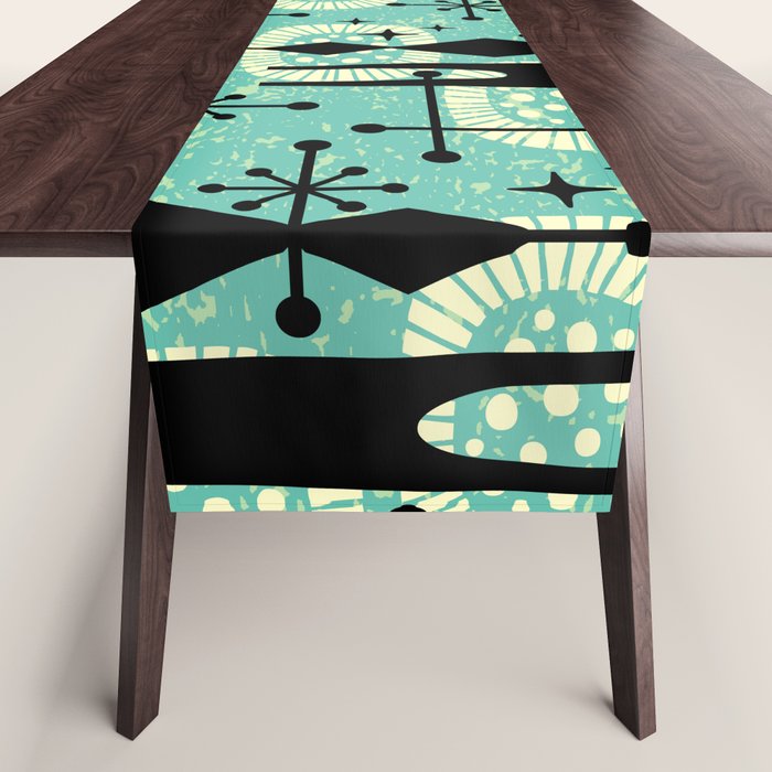Retro 1950s Style Mid Century Modern 771 Mid Mod Turquoise Table Runner Gallery Image 1