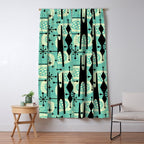 Retro 1950s Style Mid Century Modern 771 Mid Mod Turquoise Window Curtain Gallery Image 5