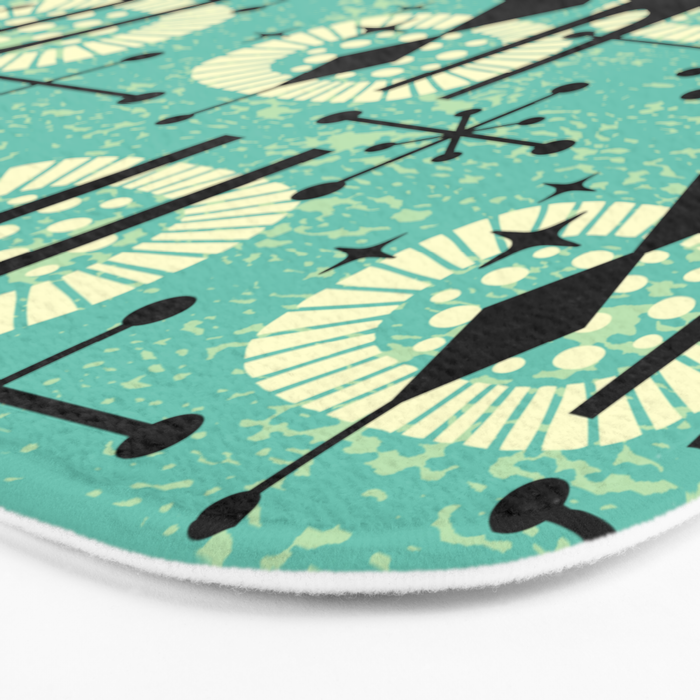 Retro 1950s Style Mid Century Modern 771 Mid Mod Turquoise Bath Mat Gallery Image 3