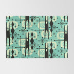 Retro 1950s Style Mid Century Modern 771 Mid Mod Turquoise Rug Gallery Image 2