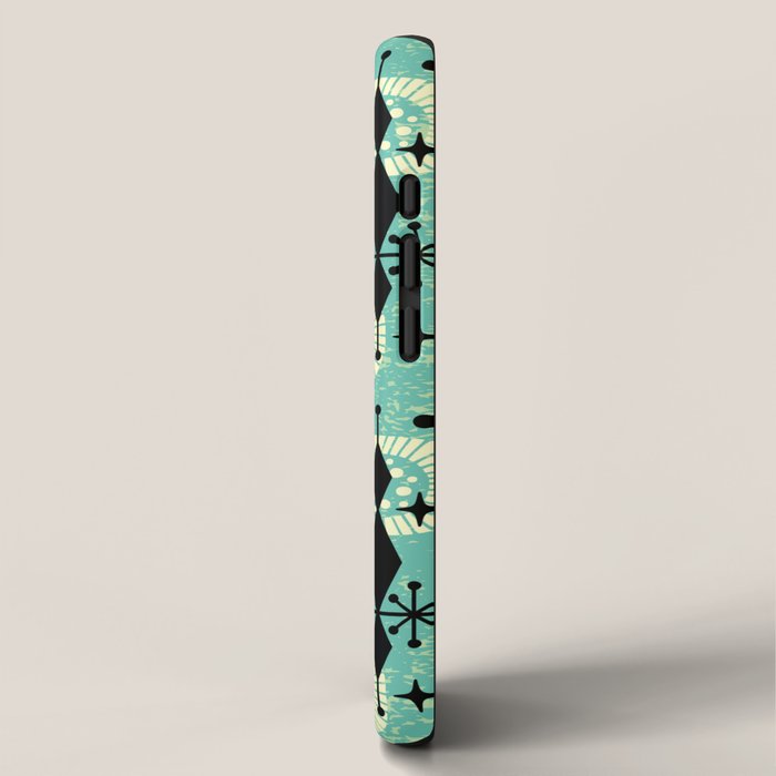 Retro 1950s Style Mid Century Modern 771 Mid Mod Turquoise iPhone Case Gallery Image 2