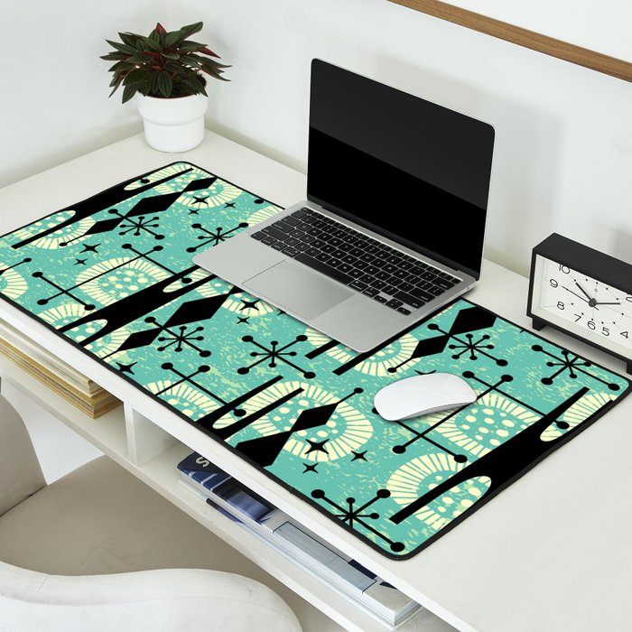 Retro 1950s Style Mid Century Modern 771 Mid Mod Turquoise Desk Mat Gallery Image 2