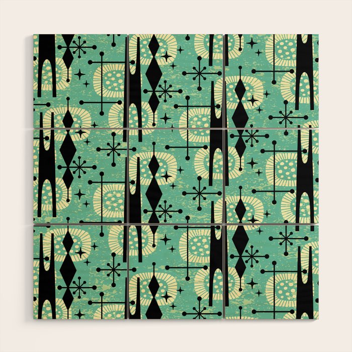 Retro 1950s Style Mid Century Modern 771 Mid Mod Turquoise Wood Wall Art Gallery Image 1