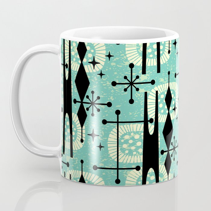 Retro 1950s Style Mid Century Modern 771 Mid Mod Turquoise Coffee Mug Gallery Image 3