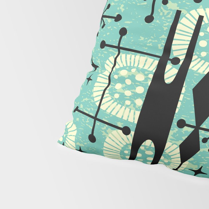 Retro 1950s Style Mid Century Modern 771 Mid Mod Turquoise Pillow Sham Gallery Image 4