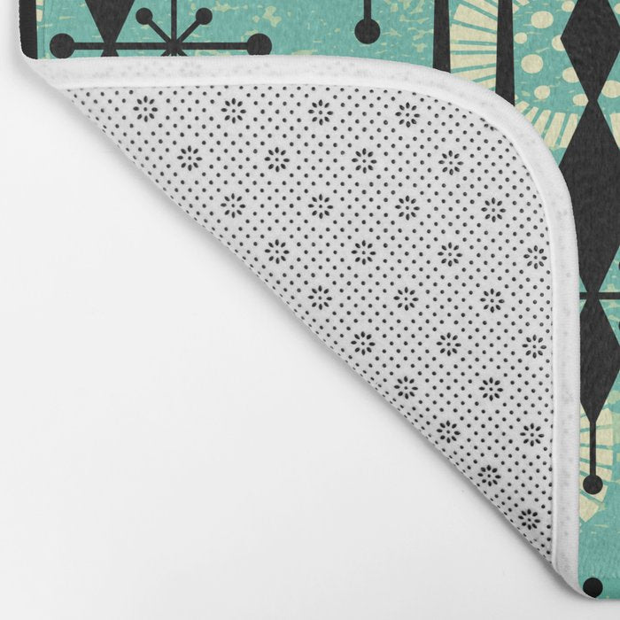 Retro 1950s Style Mid Century Modern 771 Mid Mod Turquoise Bath Mat Gallery Image 2