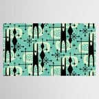 Retro 1950s Style Mid Century Modern 771 Mid Mod Turquoise Tablecloth Gallery Image 2