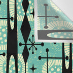 Retro 1950s Style Mid Century Modern 771 Mid Mod Turquoise Wall Tapestry Gallery Image 3