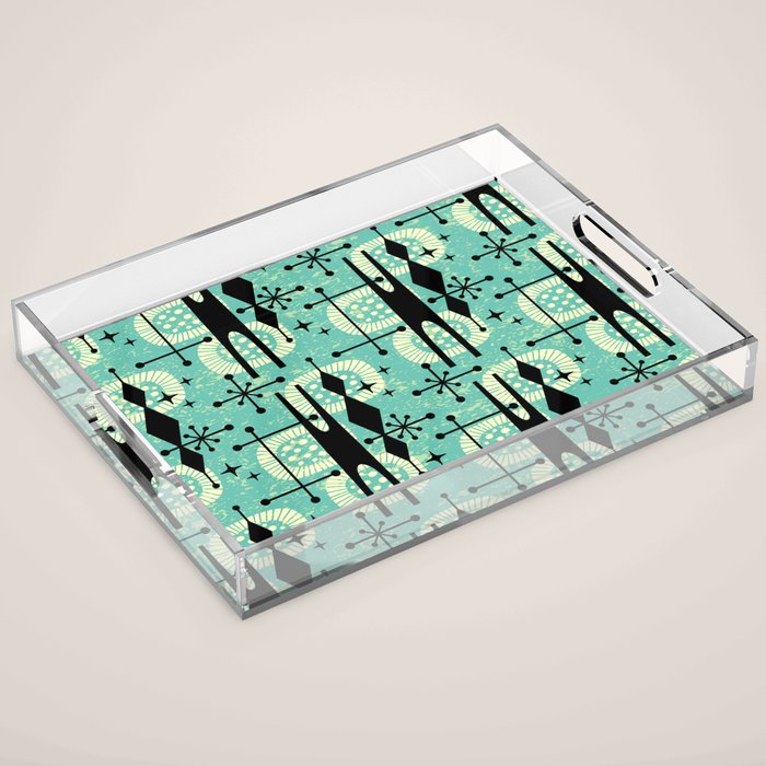 Retro 1950s Style Mid Century Modern 771 Mid Mod Turquoise Acrylic Tray Gallery Image 1
