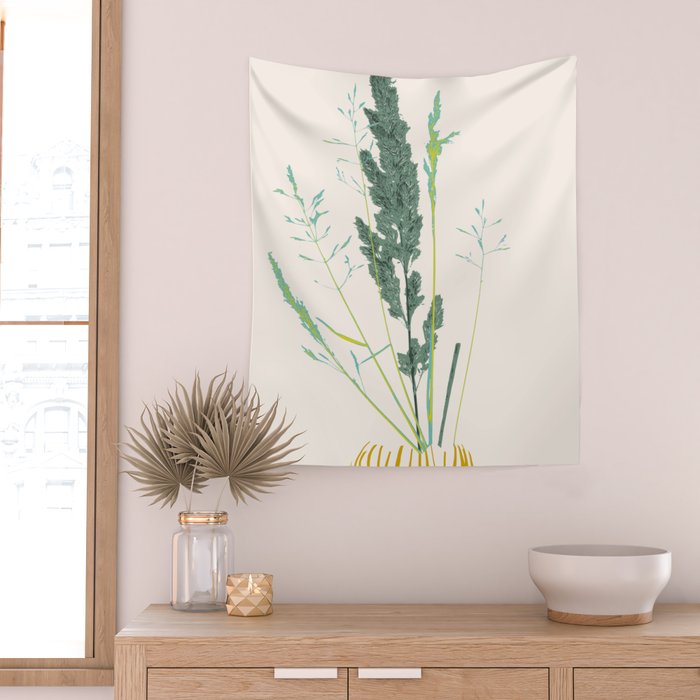 Plant based happyness Grasses 2 still life Wall Tapestry Gallery Image 2