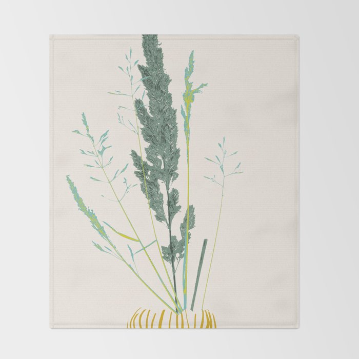 Plant based happyness Grasses 2 still life Throw Blanket Gallery Image 2