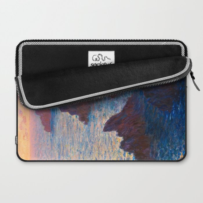 Claude Monet Impressionist Landscape Oil Painting Sunset At Sea Cliffs Ocean Cliff Landscape Laptop Sleeve Gallery Image 2