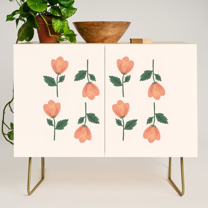 Pink Peony Pattern Credenza Gallery Image 1
