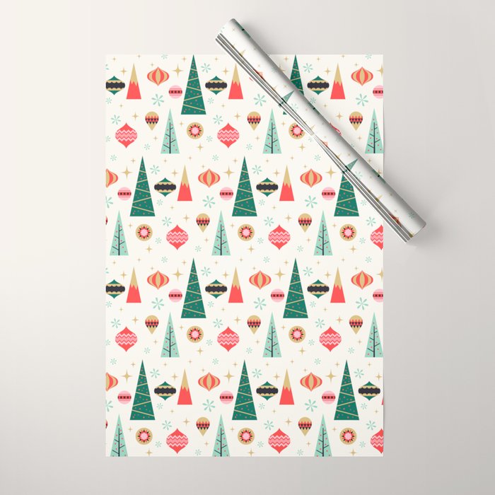 Retro Christmas Card Theme - Plain White Wrapping Paper Gallery Image 1