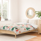 Retro Christmas Card Theme - Plain White Duvet Cover Gallery Image 2