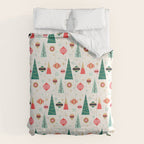 Retro Christmas Card Theme - Plain White Comforter Gallery Image 6