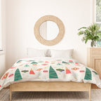 Retro Christmas Card Theme - Plain White Duvet Cover Gallery Image 3