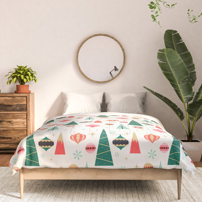 Retro Christmas Card Theme - Plain White Comforter Gallery Image 3