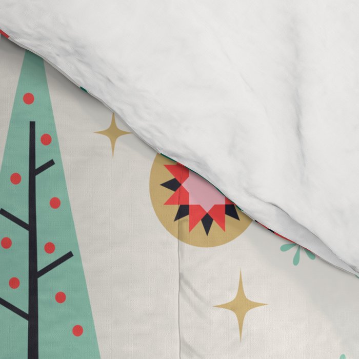Retro Christmas Card Theme - Plain White Comforter Gallery Image 4