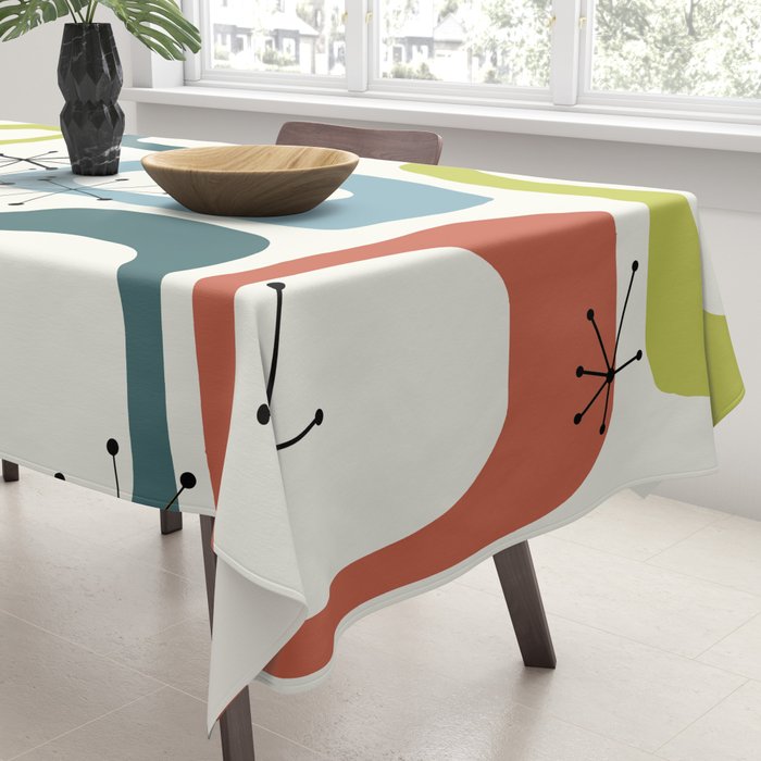 Mid Century Modern Shapes 1950s colors  Tablecloth Gallery Image 3