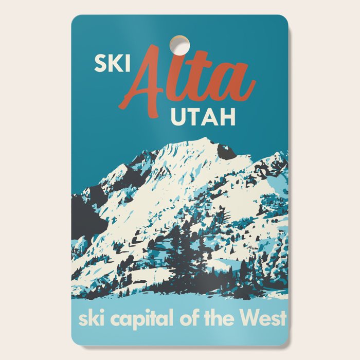 Ski Alta Utah Vintage Ski Poster Cutting Board Gallery Image 1