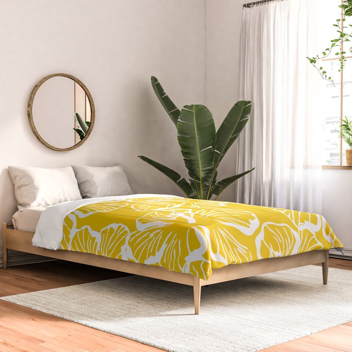 Yellow tropical hibiscus flower art pattern Comforter Gallery Image 2