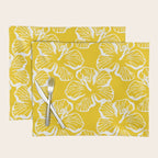 Yellow tropical hibiscus flower art pattern Placemat Gallery Image 1