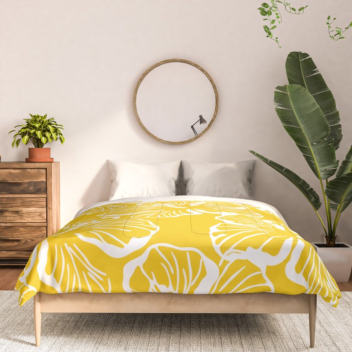 Yellow tropical hibiscus flower art pattern Comforter Gallery Image 3