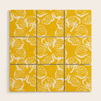Yellow tropical hibiscus flower art pattern Wood Wall Art Gallery Image 1