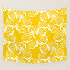 Yellow tropical hibiscus flower art pattern Wall Tapestry Gallery Image 4